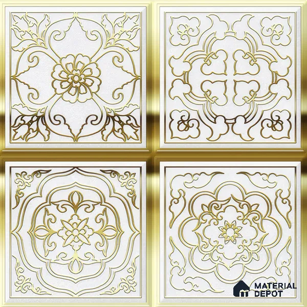 Metallic Wall Tile TL 07235 C Golden Ivory 1 ft x 1 ft Ceramic Matte Finish - 9 mm  | 2 mm Spacer is Mandatory | Suitable For Bathroom, Kitchen, Dining Area | Please Expect a Slight Variation of Pattern (Sample)